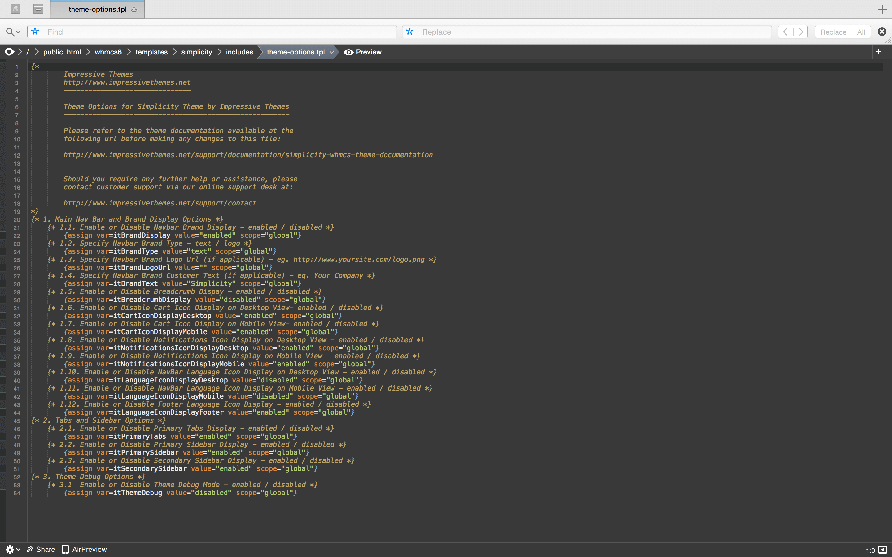 Simplicity Theme Options